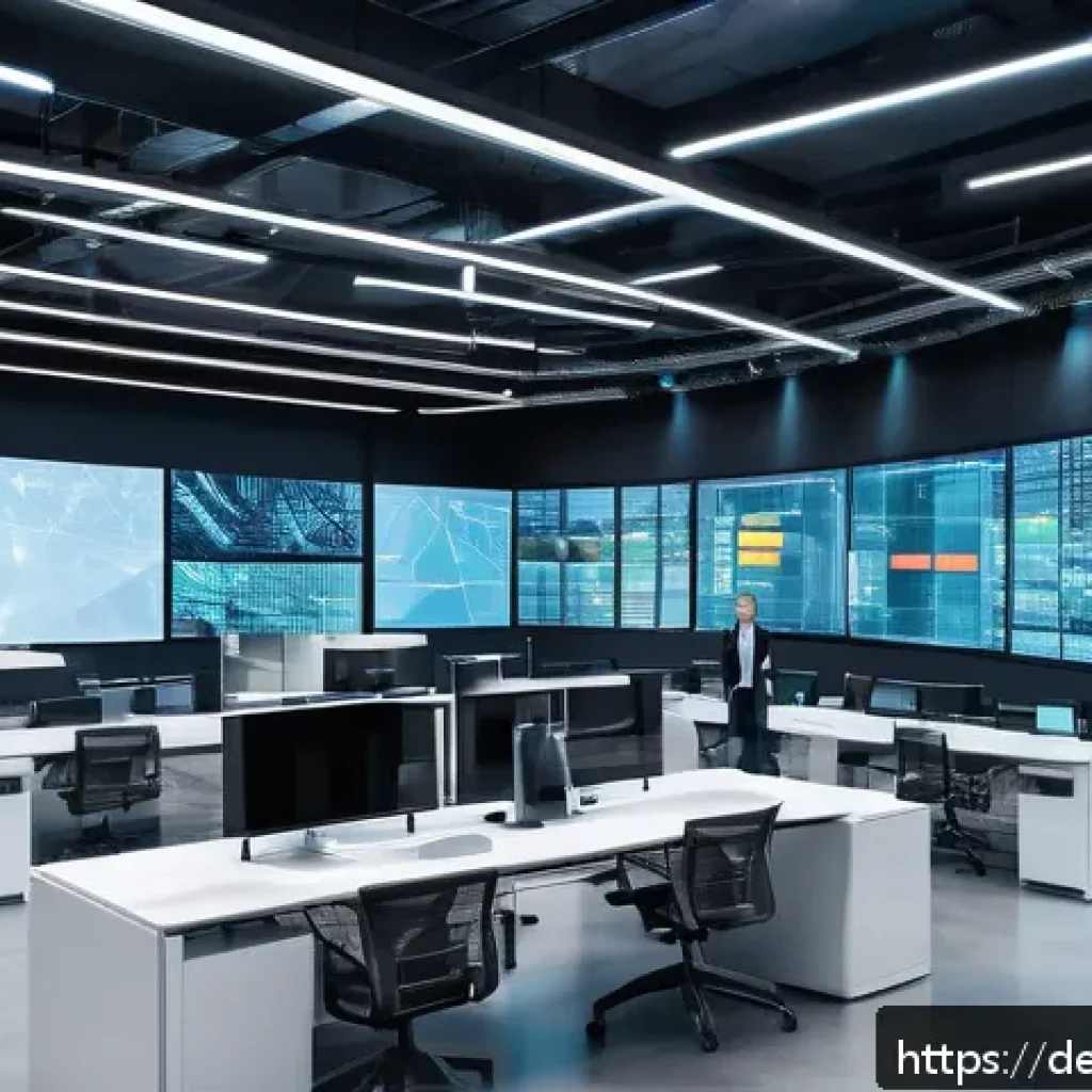 웹 생태계의 변화에 대한 대처 방법 - A modern German mid-sized company’s logistics warehouse featuring blockchain technology integration:...