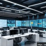 Home 16 웹 생태계의 변화에 대한 대처 방법 - A modern German mid-sized company’s logistics warehouse featuring blockchain technology integration:...