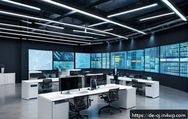 웹 생태계의 변화에 대한 대처 방법 - A modern German mid-sized company&rsquo;s logistics warehouse featuring blockchain technology integration:...