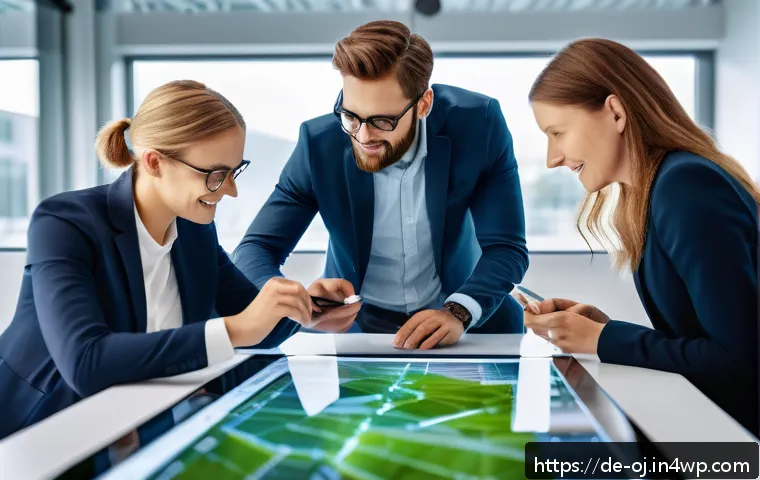 웹 생태계의 비즈니스 지속 가능성 - A modern digital business office environment in Germany, showcasing diverse professionals collaborat...